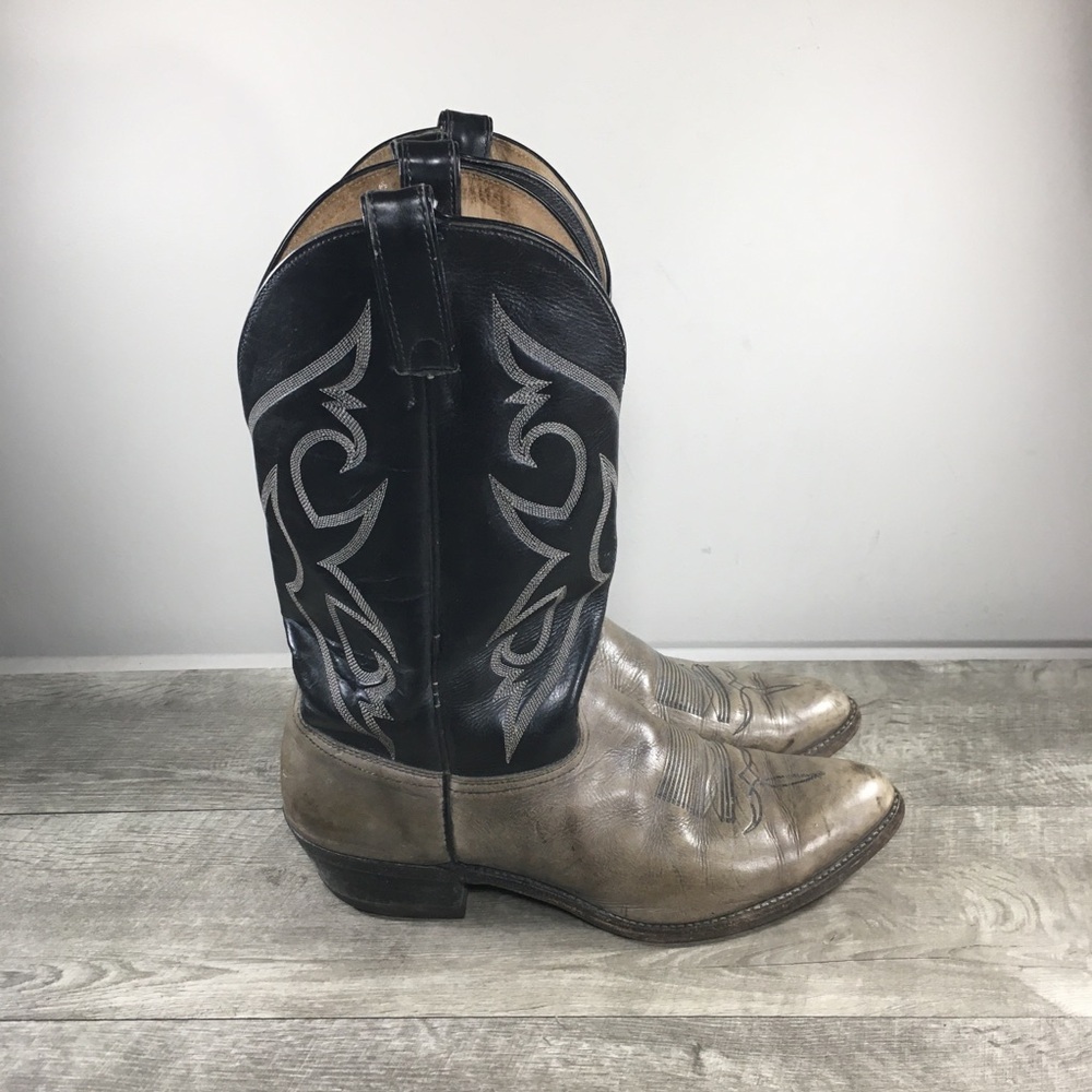 Vintage Abilene 6782 Bullhide Leather Western Cowboy Mens Pull On Boots Size 12